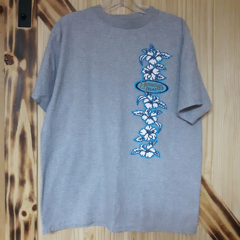 Vintage 90s Hawaiian Islands Floral Surfing Tshirt Size Large